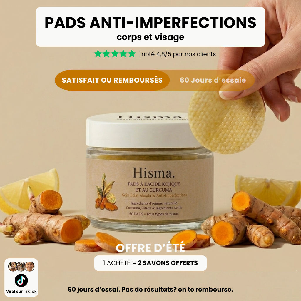 Hisma - 50 Pads Anti-Imperfections au Curcuma